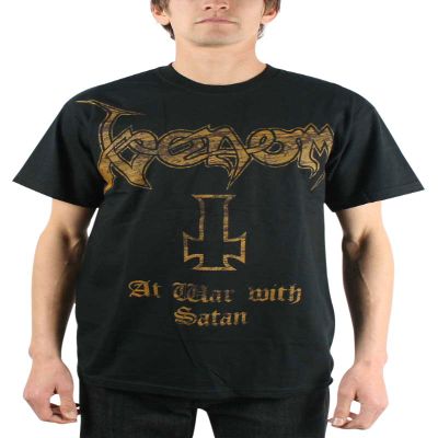 Venom - Mens At War With Satan T-shirt in Black, Size: X-Large, Color: Black