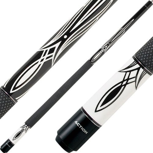Action Black & White Billiards Pool Cue Stick - Black Top w/White - 19oz