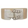 3" Wide High Metel Chain Ring fold Fashion Stretch Belt Size: One-size: 27" ~ 35" Color: Gold view 1