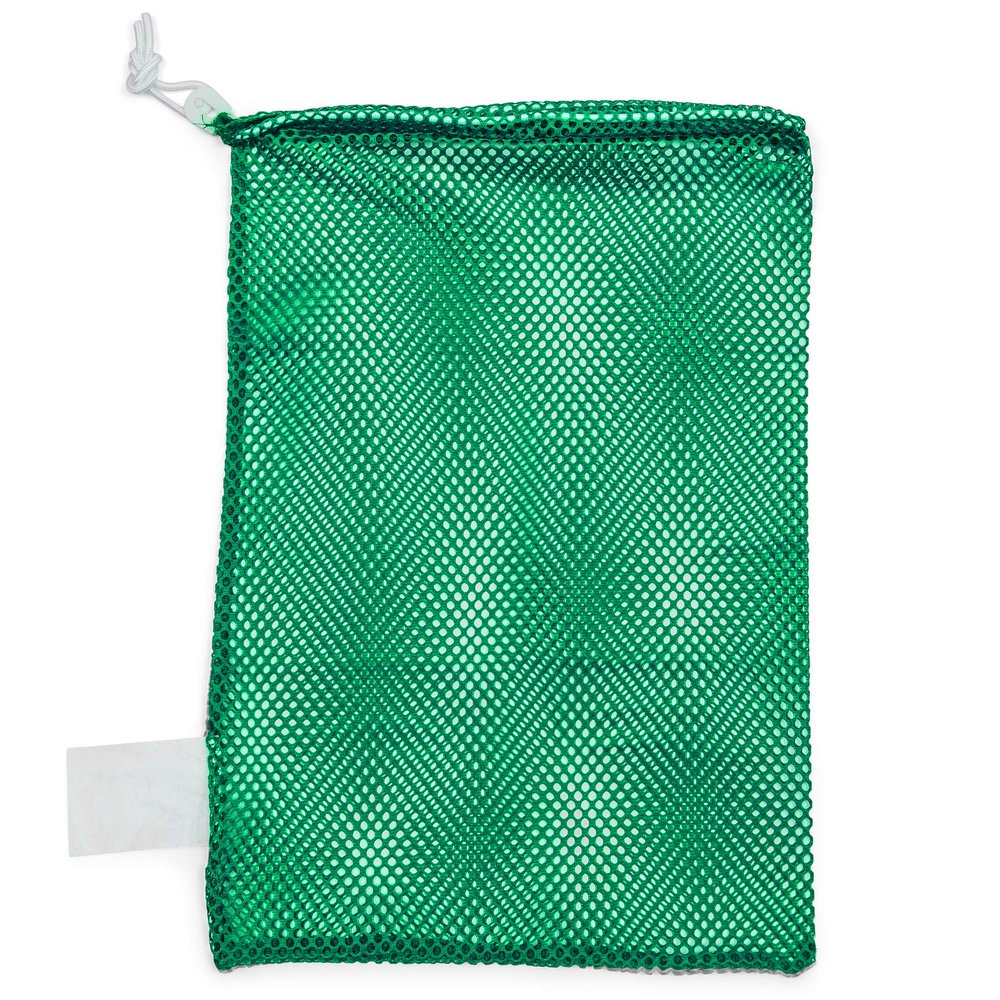 Champion Sports Mesh Sports Equipment Bag- Green, 12" x 18"- Multipurpose, Nylon Drawstring Bag w/ Lock and ID Tag, for Sports Equipment, Balls, Swimming Gear - Breathable Stuff Sack
