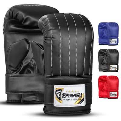Farabi Sports Punching Bag Gloves - Heavy Bag Mitts for Men & Women Boxing, MMA, Muay Thai, Kickboxing - Focus Pads & Sparring (Black, S)