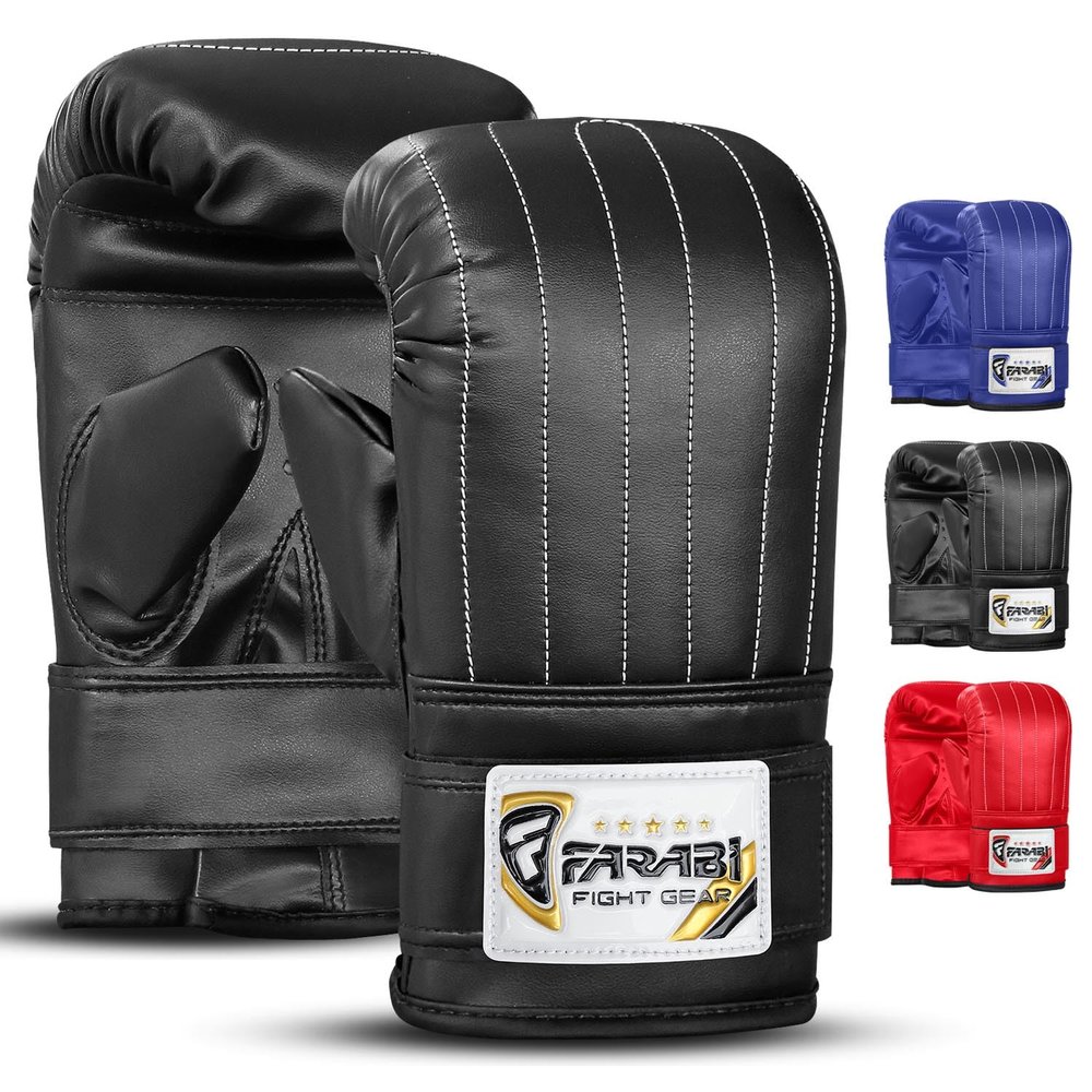 Farabi Sports Punching Bag Gloves - Heavy Bag Mitts for Men & Women Boxing, MMA, Muay Thai, Kickboxing - Focus Pads & Sparring (Black, S)