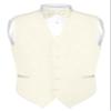 Vesuvio Napoli Men's Dress Vest & BowTie Solid CREAM Color Bow Tie Set for Suit or Tuxedo 2XL view 1