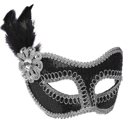 Forum Novelties Party Supplies Unisex-Adults Sequin Fashion Mask, Black, Standard, Multi, One Size, Multicolor