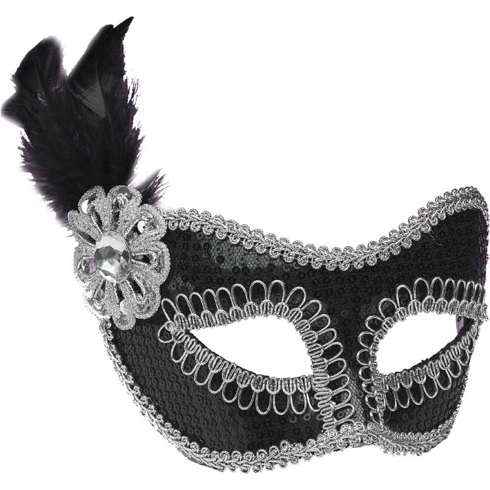 Forum Novelties Party Supplies Unisex-Adults Sequin Fashion Mask, Black, Standard, Multi, One Size, Multicolor