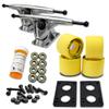 Yocaher Longboard Skateboard Trucks Combo Set 71mm Wheels + 7"/180mm Heavy Duty Aluminum Polished Trucks, Bearing, Riser Pad, and Longboard Hardware Package (Solid Yellow Wheel & Polished Trucks) view 1