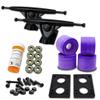 Yocaher Longboard Skateboard Trucks Wheels Combo Set 71mm Wheels + 7"/180mm Heavy Duty Aluminum Black Trucks, Bearing, Riser Pad, and Skateboard Longboard Cruiser Hardware view 1