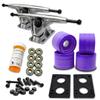 Yocaher Longboard Skateboard Trucks Combo Set 71mm Wheels + 7"/180mm Heavy Duty Aluminum Polished Trucks, Bearing, Riser Pad, and Longboard Hardware Package (Solid Purple Wheel & Polished Trucks) view 1