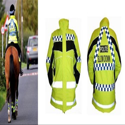 POLITE Childs (Extra Small) Equisafety Aspey Horse Riding Refelective/Florescent Jacket With Pull Down Warning Triangle, Waterproof