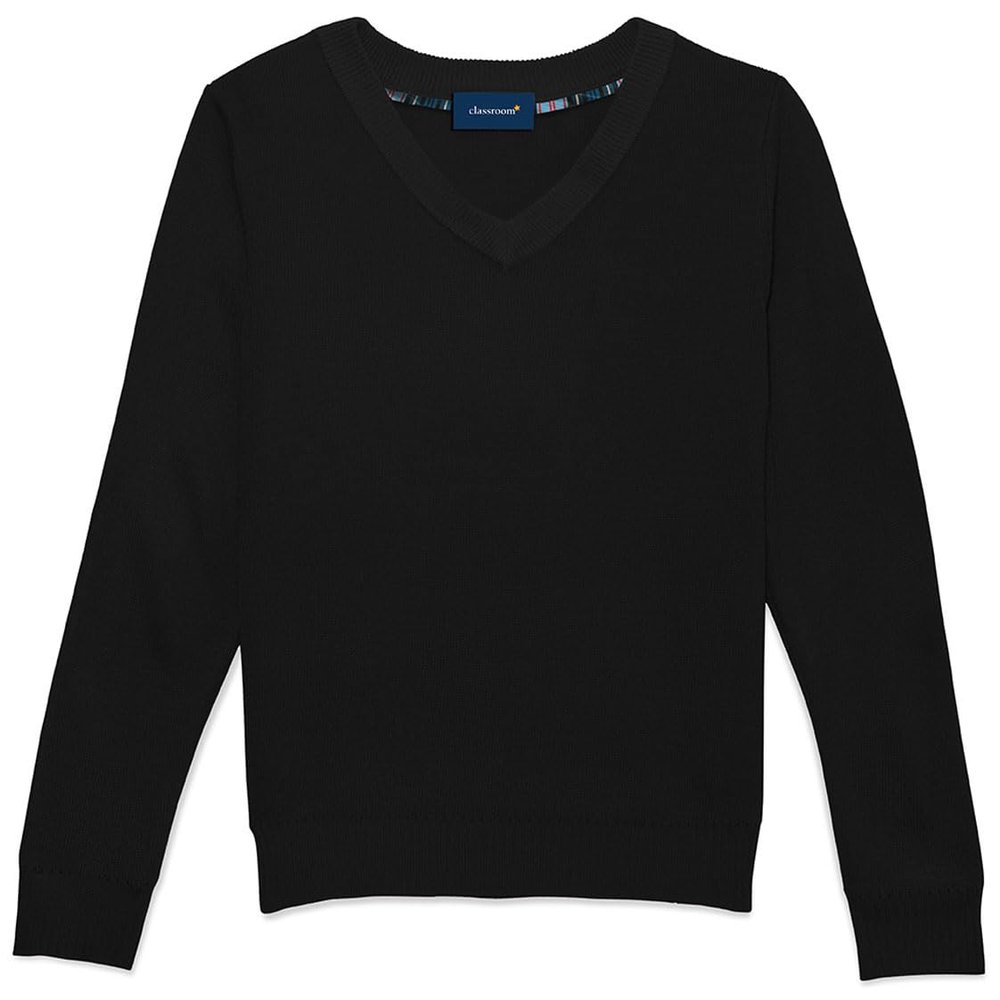 CLASSROOM Boys 2-7 Unisex Long Sleeve V-Neck Sweater, Black, X-Small