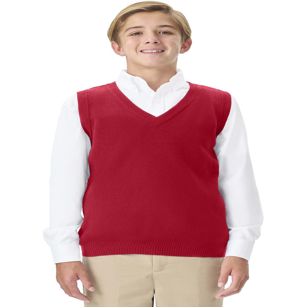 CLASSROOM Little Boys' Uniform Sweater Vest, Red, X-Small