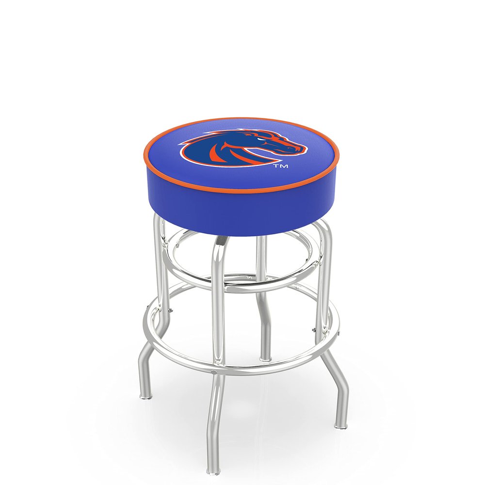 L7C1 Boise State 25" Double-Ring Swivel Counter Stool with Chrome Finish