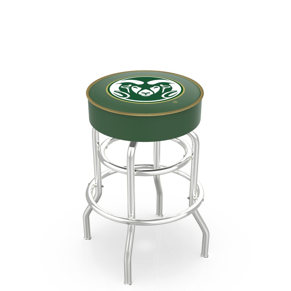 L7C1 Colorado State 25" Double-Ring Swivel Counter Stool with Chrome Finish