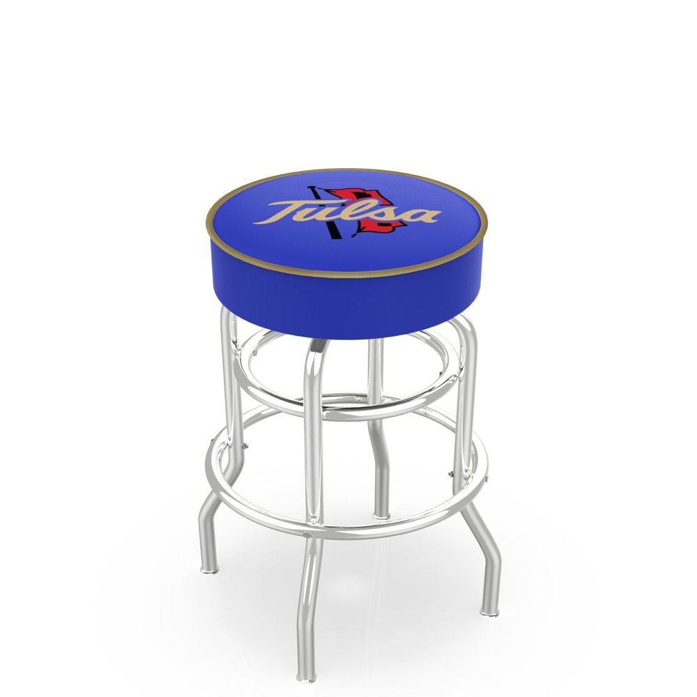 L7C1 Tulsa 25" Double-Ring Swivel Counter Stool with Chrome Finish