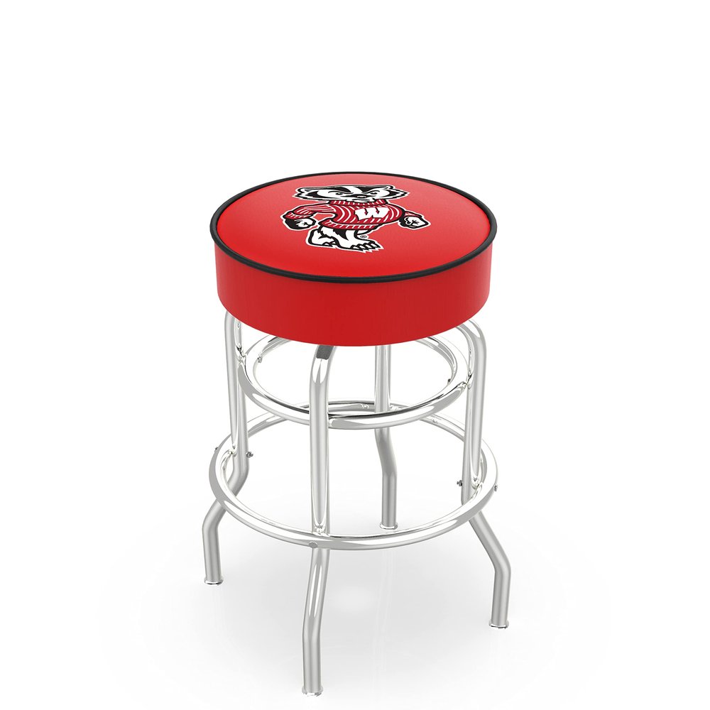 HBS L7C1 Wisconsin Badger 25" Double-Ring Swivel Counter Stool with Chrome Finish