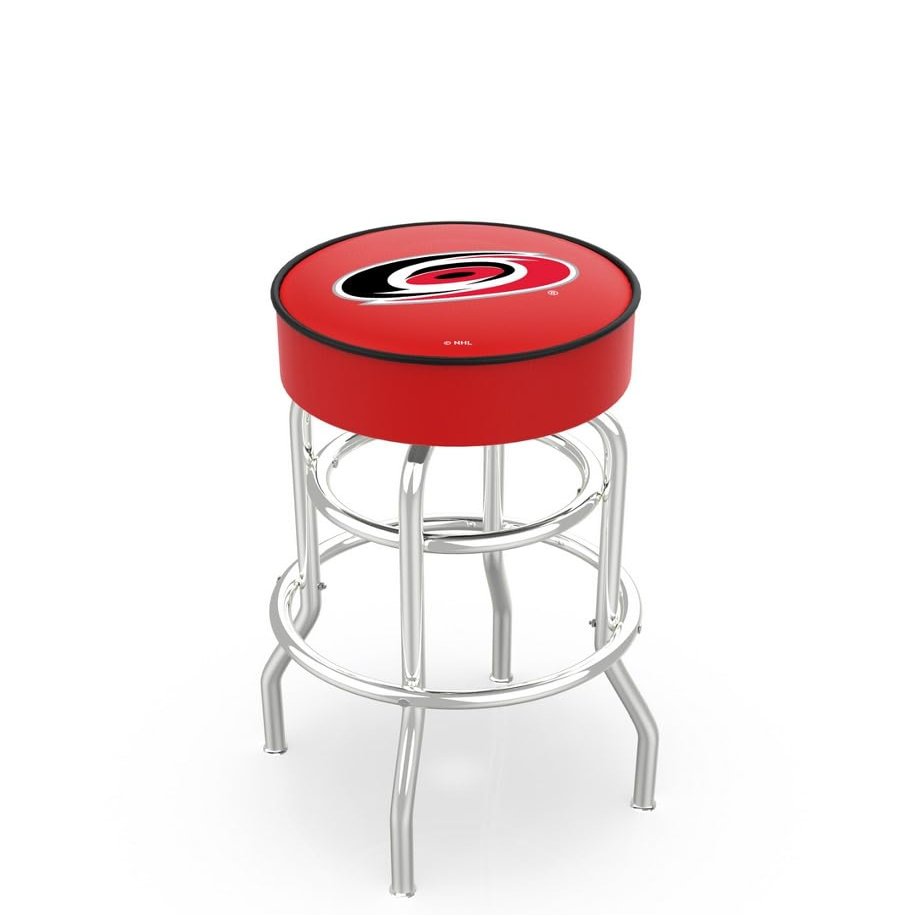 HBS L7C1 Carolina Hurricanes 25" Double-Ring Swivel Counter Stool with Chrome Finish
