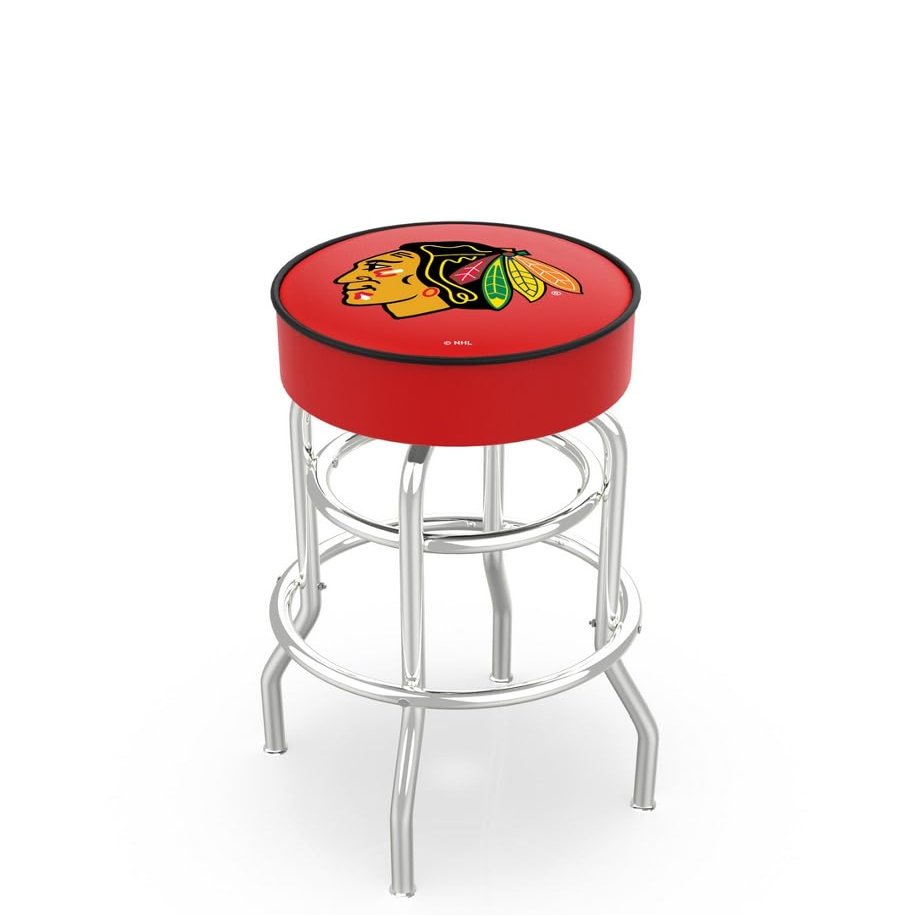 HBS L7C1 Chicago Blackhawks 25" Double-Ring Swivel Counter Stool with Chrome Finish