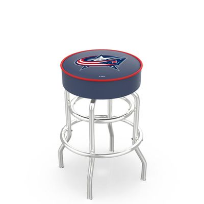 L7C1 Columbus Blue Jackets 25" Double-Ring Swivel Counter Stool with Chrome Finish