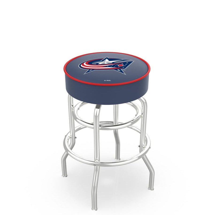 L7C1 Columbus Blue Jackets 25" Double-Ring Swivel Counter Stool with Chrome Finish