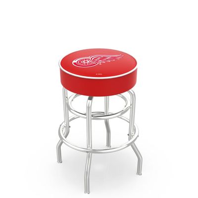 L7C1 Detroit Red Wings 25" Double-Ring Swivel Counter Stool with Chrome Finish