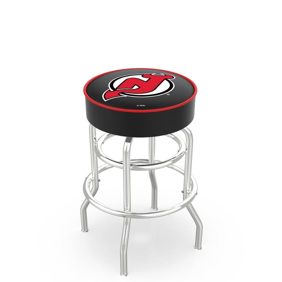 L7C1 New Jersey Devils 25" Double-Ring Swivel Counter Stool with Chrome Finish