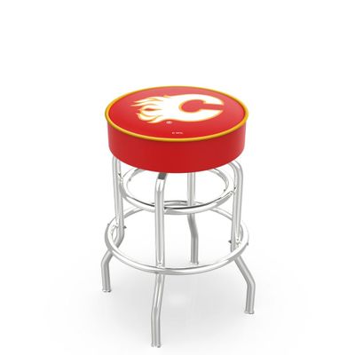 HBS L7C1 Calgary Flames 30" Double-Ring Swivel Bar Stool with Chrome Finish