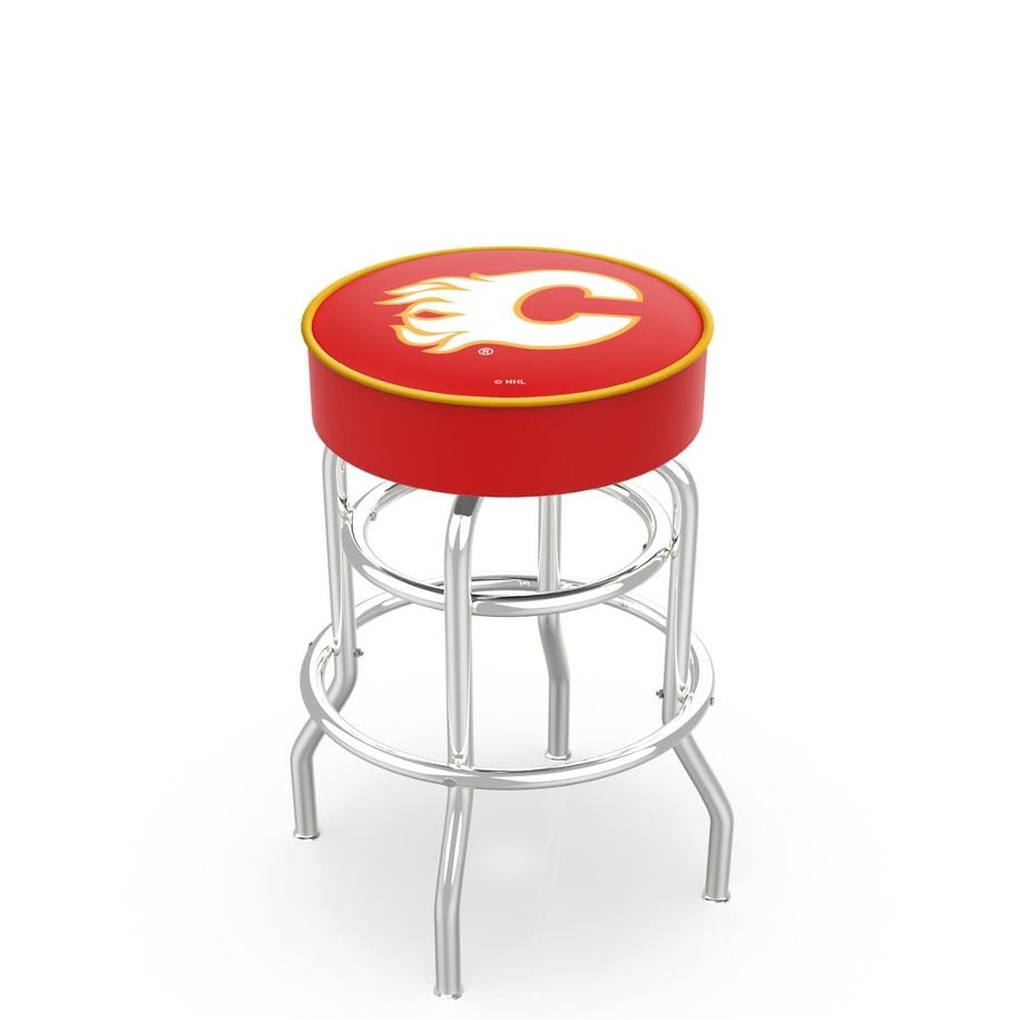 HBS L7C1 Calgary Flames 30" Double-Ring Swivel Bar Stool with Chrome Finish