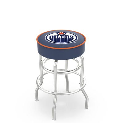 L7C1 Edmonton Oilers 30" Double-Ring Swivel Bar Stool with Chrome Finish