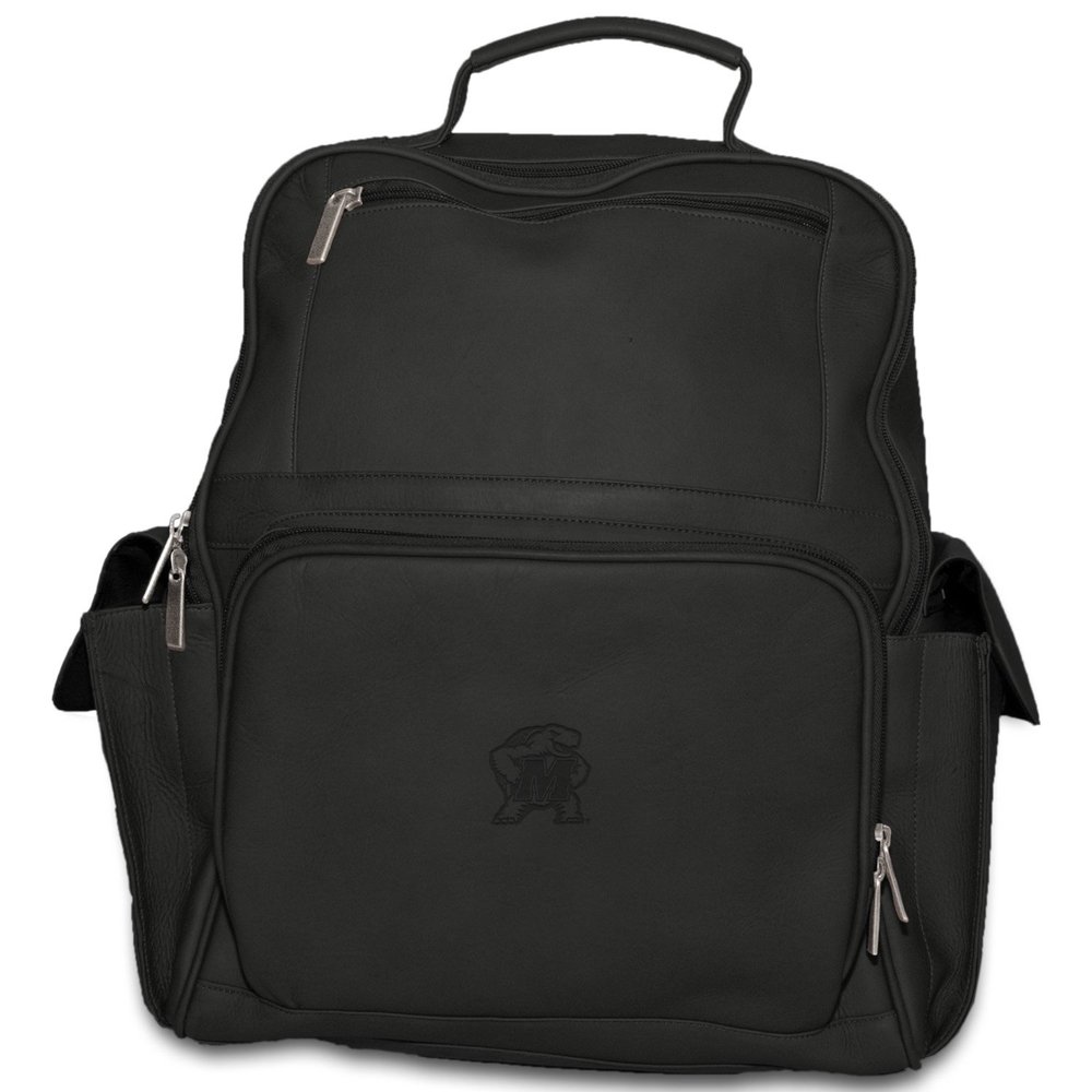 NCAA Maryland Terrapins Black Leather Large Computer Backpack