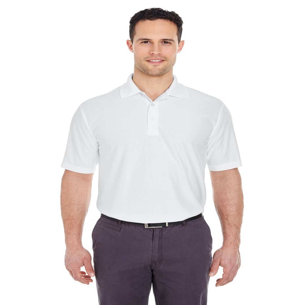 UltraClub Men's Dry Microtexture Performance Polo Shirt, XXX Large, White