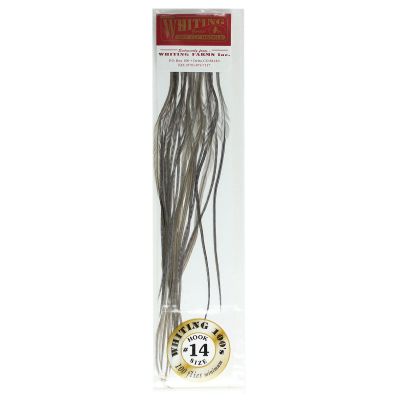 Whiting 100's Dry Fly Hackle - Dark Dyed Dun - Size 14