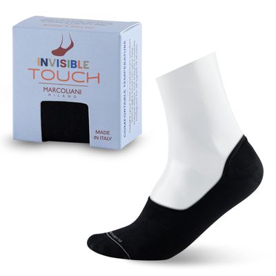 Marcoliani Milano No Show Socks Men - Solid Color Invisible Touch [Born in Italy & Premium Quality] Inspired by Italian Style | Essence of Cotton - Color Black
