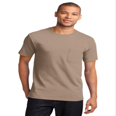 Port & Company Men's Essential T Shirt with Pocket 4XL Sand