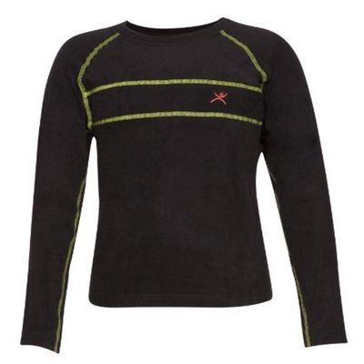 Terramar Boys Micro Polyester Fleece Crew (Small, Black/Citron)