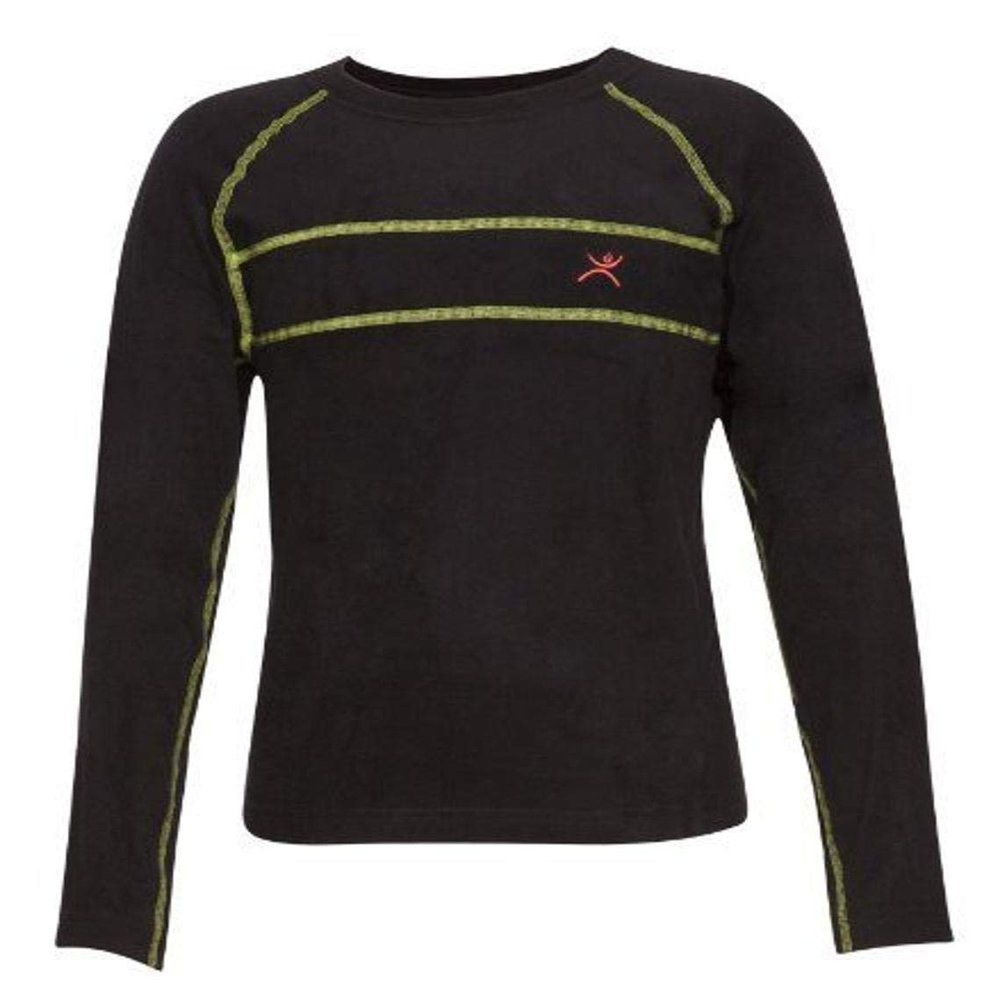 Terramar Boys Micro Polyester Fleece Crew (Small, Black/Citron)