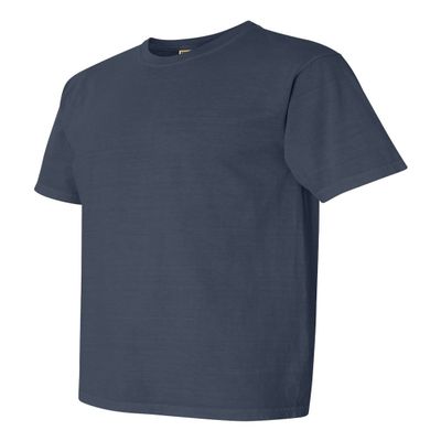 Pigment-Dyed Short Sleeve Shirt, Color: Denim, Size: Large