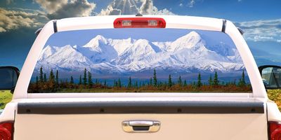 SignMission Mountain Rear Window Graphic Back Truck Decal SUV View Thru Vinyl