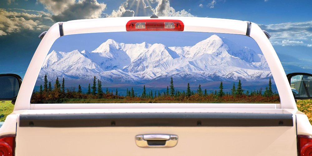 SignMission Mountain Rear Window Graphic Back Truck Decal SUV View Thru Vinyl