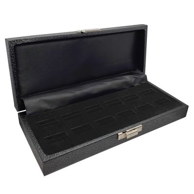 Display and Fixture Store Black Leatherette Wide Slot Jewelry Ring Tray Travel Case - Holds 12 Rings