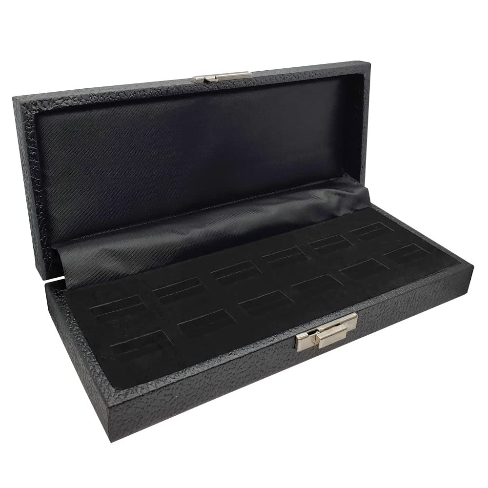 Display and Fixture Store Black Leatherette Wide Slot Jewelry Ring Tray Travel Case - Holds 12 Rings