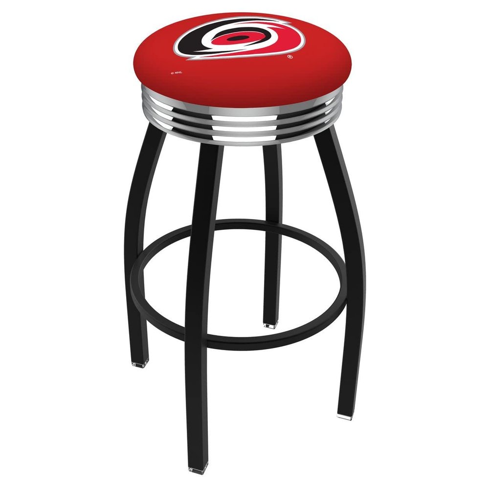 HBS L8B3C Carolina Hurricanes 25" Swivel Counter Stool with a Black Wrinkle and Chrome Finish