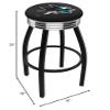 HBS L8B3C San Jose Sharks 25" Swivel Counter Stool with a Black Wrinkle and Chrome Finish view 2