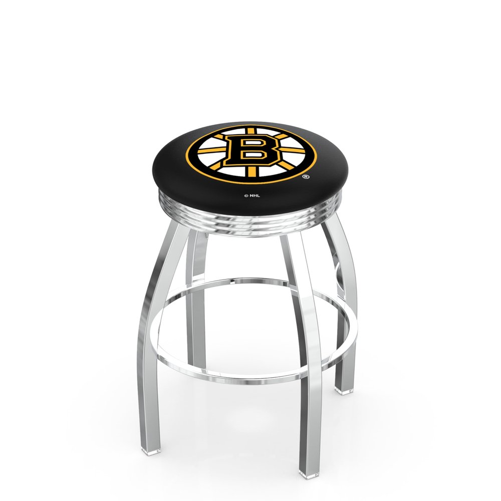 HBS L8C3C Boston Bruins 30" Swivel Bar Stool with Chrome Finish