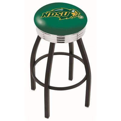 HBS L8B3C North Dakota State 30" Swivel Bar Stool with a Black Wrinkle and Chrome Finish