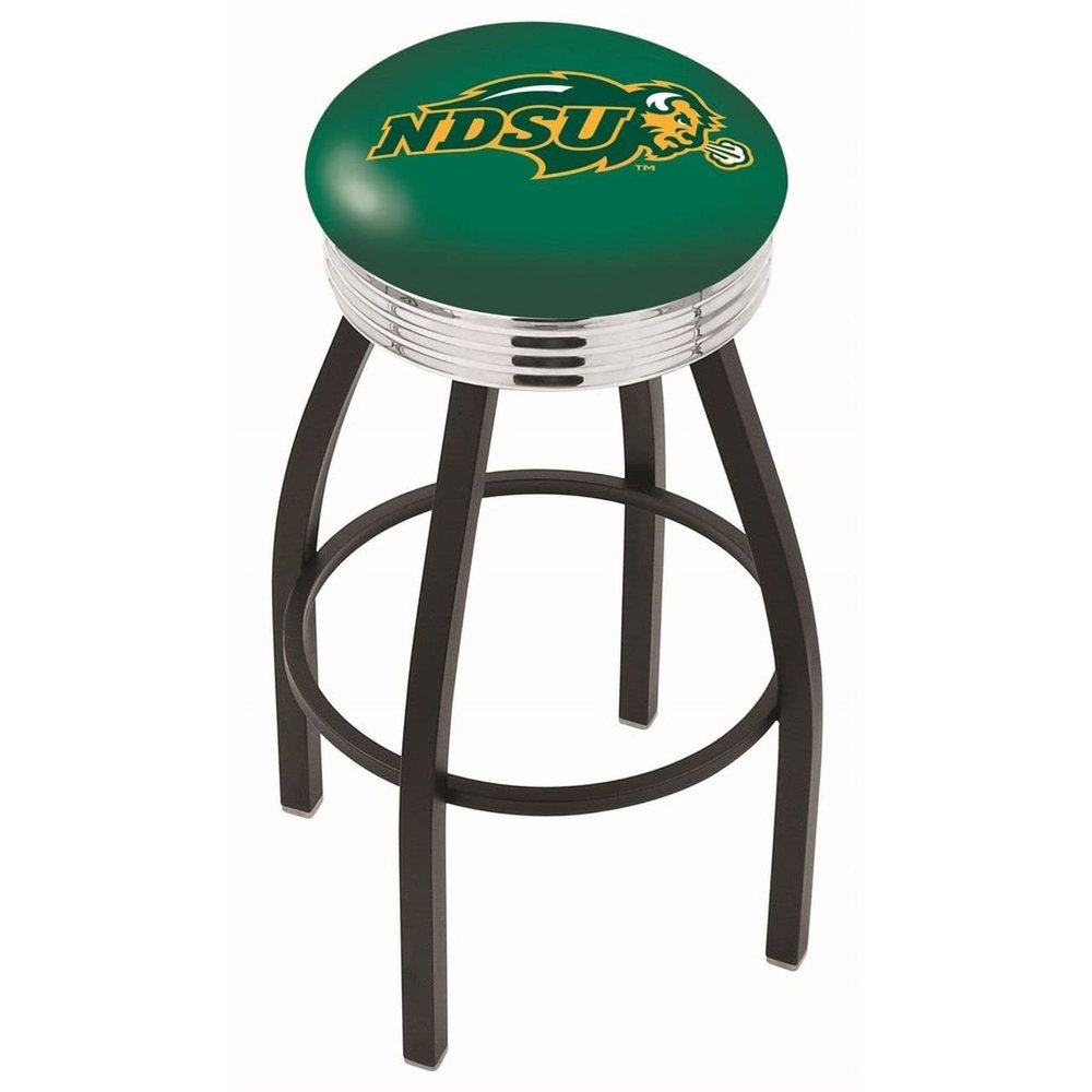 HBS L8B3C North Dakota State 30" Swivel Bar Stool with a Black Wrinkle and Chrome Finish