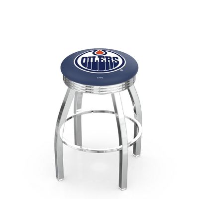 HBS L8C3C Edmonton Oilers 30" Swivel Bar Stool with Chrome Finish