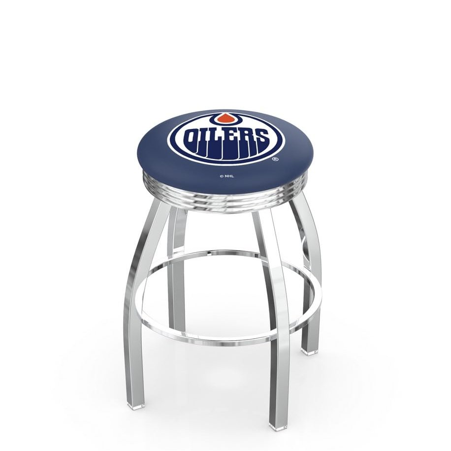 HBS L8C3C Edmonton Oilers 30" Swivel Bar Stool with Chrome Finish