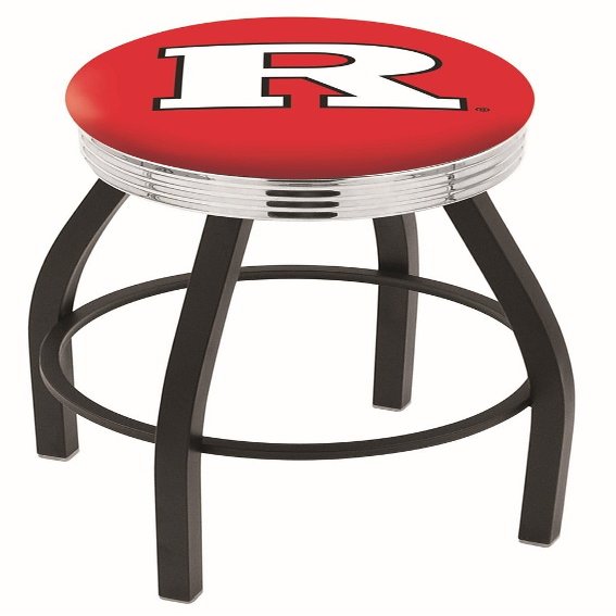 HBS L8B3C Rutgers 30" Swivel Bar Stool with a Black Wrinkle and Chrome Finish