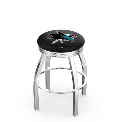 HBS L8C3C San Jose Sharks 30" Swivel Bar Stool with Chrome Finish