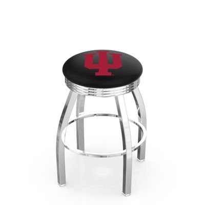 25" L8C3C - Chrome Indiana Swivel Bar Stool with 2.5" Ribbed Accent Ring by The Holland Bar Stool Company